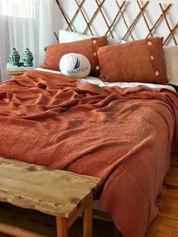 Nautica - 100% Cotton Bedsheet with 2 Pillow Covers with 4 Layers Seersucker