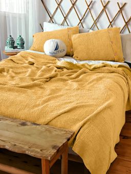 Nautica - 100% Cotton Bedsheet with 2 Pillow Covers with 4 Layers Seersucker