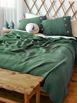 Nautica - 100% Cotton Bedsheet with 2 Pillow Covers with 4 Layers Seersucker