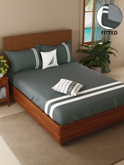 Nautica - Luxurious Egyptian Satin Fitted Cotton King Bedsheet with 2 Pillow Covers