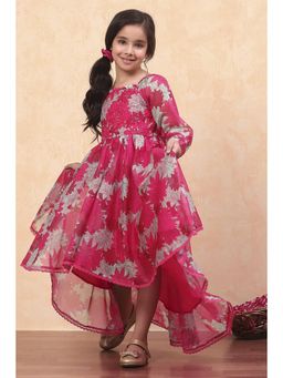 Biba - Pink Organza Floral Midi Dress