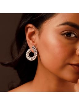 Voylla - Sparkling Elegance Scarlet Bloom American Diamond Dangler Earrings