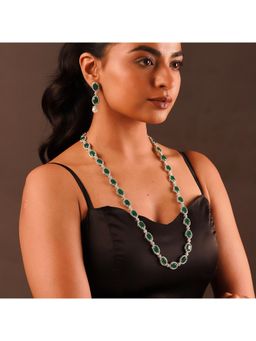 Voylla - Sparkling Elegance Emerald Grace Cz Jewellery Set