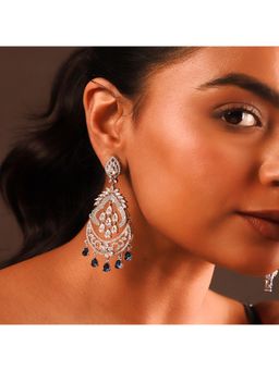 Voylla - Sparkling Elegance Royal Sapphire American Diamond Dangler Earrings