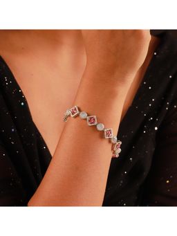 Voylla - Sparkling Elegance Ruby Grace American Diamond Tennis Bracelet