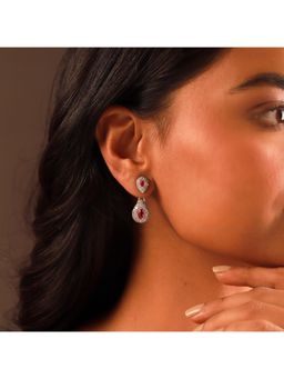 Voylla - Sparkling Elegance Ruby Luxe Interchangeable American Diamond Gold Earrings