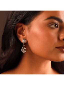 Voylla - Sparkling Elegance Aurelia Teardrop American Diamond Dangler Earrings