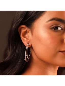 Voylla - Sparkling Elegance Aurea Halo Silver American Diamond Hoop Earrings