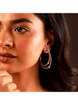 Voylla - Sparkling Elegance Aurea Halo Gold American Diamond Hoop Earrings