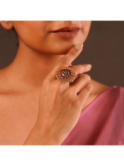 Voylla - Gold Essentials Nakshatra Antique Temple Adjustable Ring