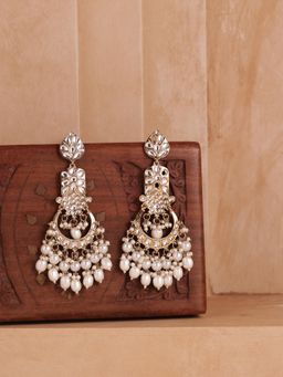 Fida - Golden Inspired Chand Bali Pearl Drop Earrings