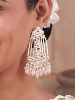 Fida - Blush Radiance Kundan And Pearl Drop Statement Earrings