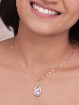 ToniQ - Golden Layered Adjustable Necklace With Multi-Colour Enamel Floral Charm