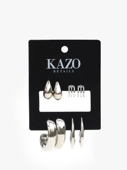 Kazo - Metal Muse Combo Hoop Earrings (Pack of 4)
