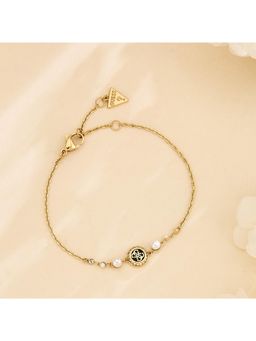 Guess - Tiny Pearly Yellow Gold Womens Adjustable Bracelet