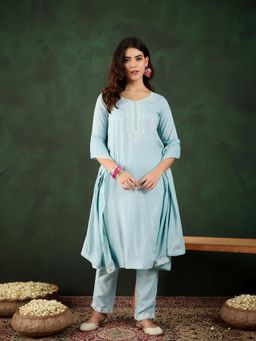 Gahan - Embroidered Straight Kurta with Pant & Dupatta