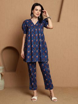 Gahan - Blue Printed Pure Cotton Co-Ord Set