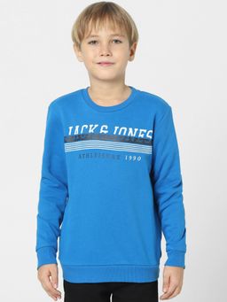 Jack & Jones Junior - Boys Blue Logo Print Sweatshirt