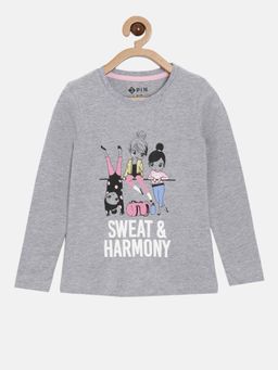 3PIN - Girls Cotton Printed Round Neck T-Shirt