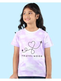 Nusyl - Girls Lilac Travel Mood Printed Tie and Dye T-Shirt