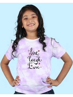 Nusyl - Girls Lilac Text Printed Tie and Dye T-Shirt