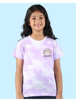 Nusyl - Girls Lilac Rainbow Printed Tie and Dye T-Shirt