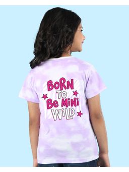 Nusyl - Girls Lilac Text Printed Tie and Dye T-Shirt