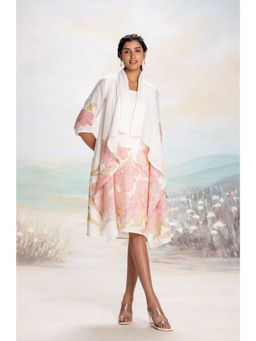 Kaveri - Pink Bubble Flower Zoro Jacket Knee Length Dress