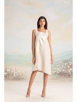Kaveri - White Sound Wave Knee Length Dress