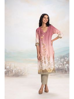 Kaveri - Pink Landscape Kurta with Pant (Set of 2)