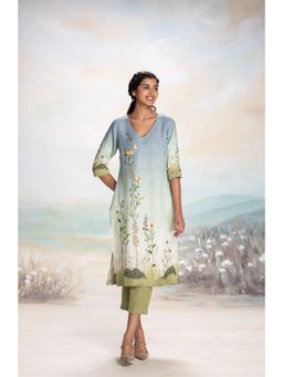 Kaveri - Blue Landscape Kurta with Pant (Set of 2)