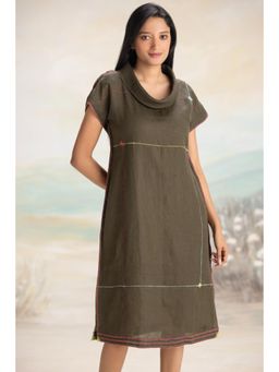 Kaveri - Brown Over Lock Midi Dress