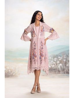 Kaveri - Pink Vintage Rosa Tint Jacket with Dress (Set of 2)