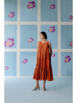 Uri by Mrunalini Rao - Rust Maude Midi Dress