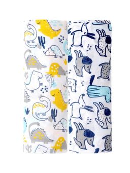 The Mom Store - Baby Swaddle Wrap Combo- Dino Forest & Cute Puppy