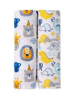 The Mom Store - Baby Swaddle Wrap Combo- Guess The Animal & Dino Forest