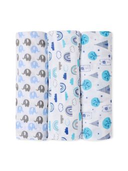 The Mom Store - Baby Swaddle Wrap- Happy Rainbow, Mumbo Jumbo & Blue Forest