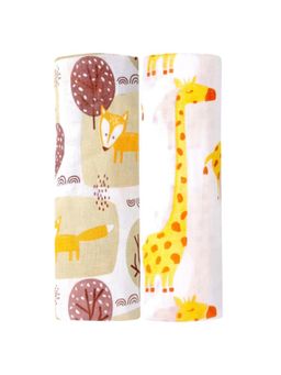 The Mom Store - Baby Swaddle Wrap Combo- Little Fox & Tall as a Giraffe