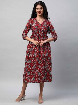 Kami Kubi - Red Printed Midi Dress