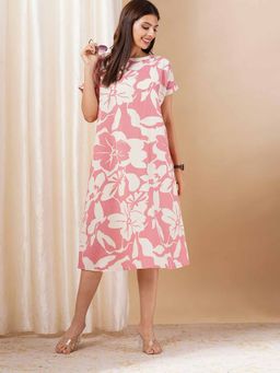 Kami Kubi - Pink Floral Printed Midi Dress