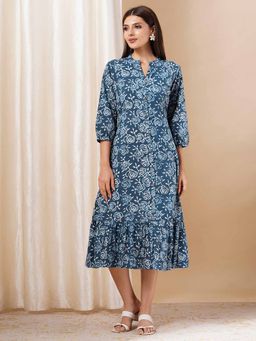 Kami Kubi - Blue Floral Printed Midi Dress