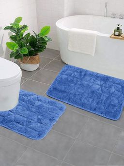 Saral Home - Antiskid Bathmat (Blue, Cotton, Medium)