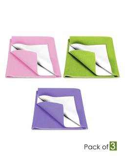 Baby Moo - Plain Changeable Dry Sheet Water-resistant Bed Protector-Multicolor (Pack of 3)