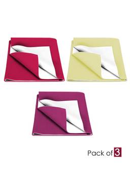 Baby Moo - Plain Changeable Dry Sheet Water-resistant Bed Protector-Multicolor (Pack of 3)