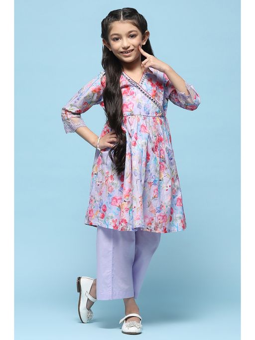 Buy Biba Girls Cotton Flared Suit Kurta and Pant (Set of 2) Online