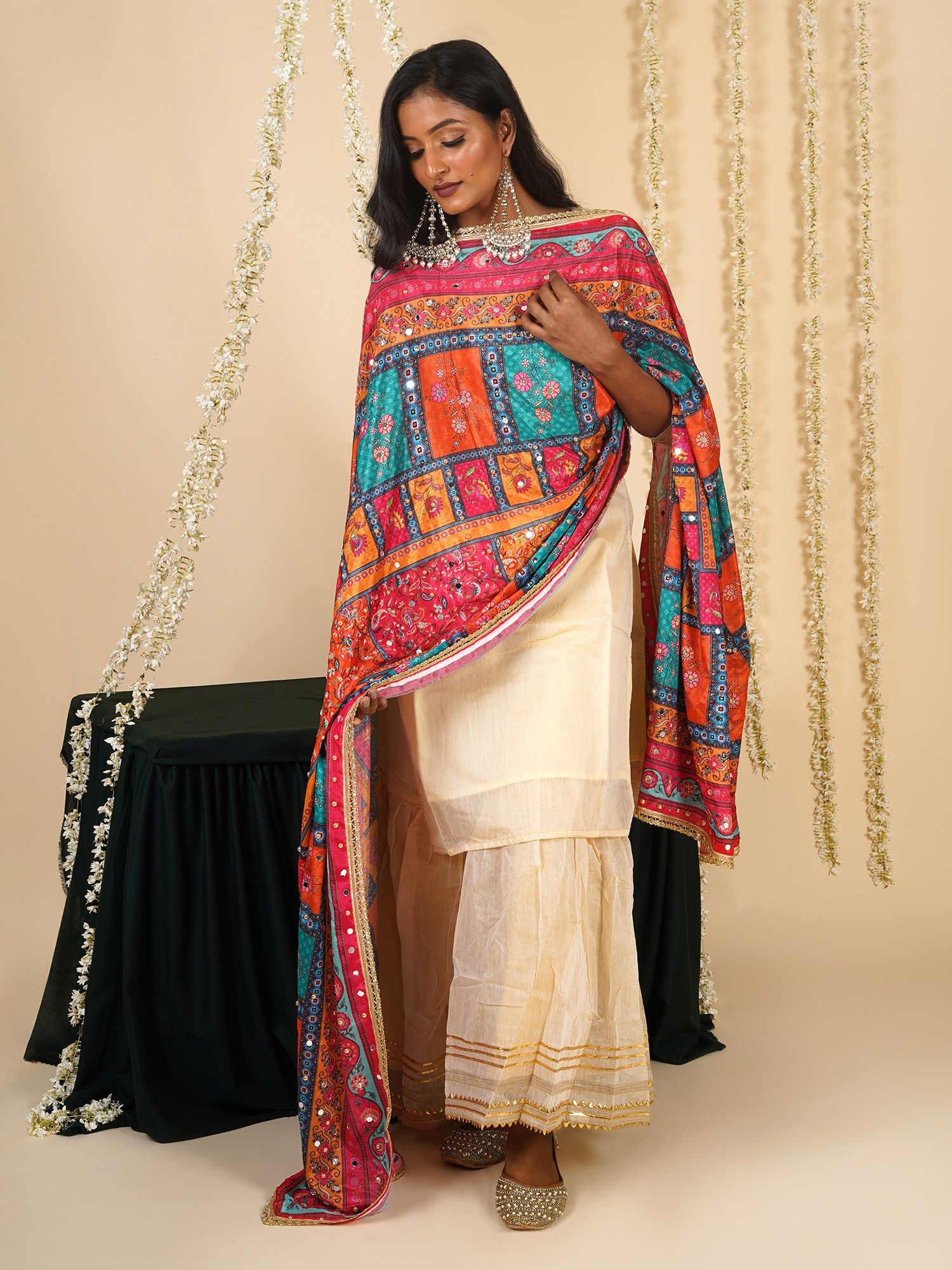 teejh Swarnim Embellished Printed Dupatta-picture-42