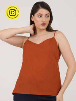 Saltpetre - Women Organic Cotton Solid Autumn Rust Slip Top