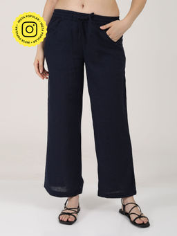 Saltpetre - Women Classic Linen Navy Pants