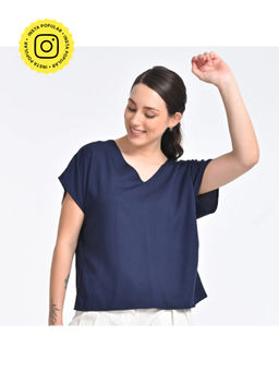 Saltpetre - Women Solid Modal Indigo Dolman Sleeve Top