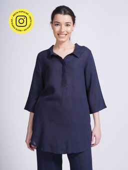 Saltpetre - Women Solid Navy Blue Tunic